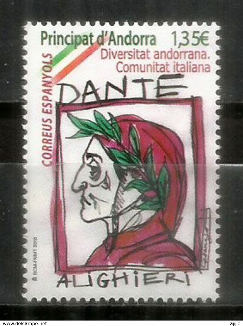 Hommage à Dante Alighieri, Poète, écrivain, Père De La Langue Italienne, Timbre Neuf ** 2018. AND. ESP - Ungebraucht