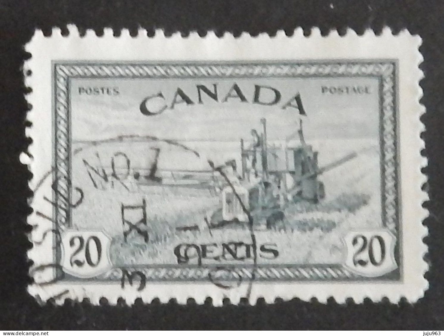 CANADA YT 222 OBLITÉRÉ "FAUCHEUSE-LIEUSE" ANNÉE 1946 - Usati