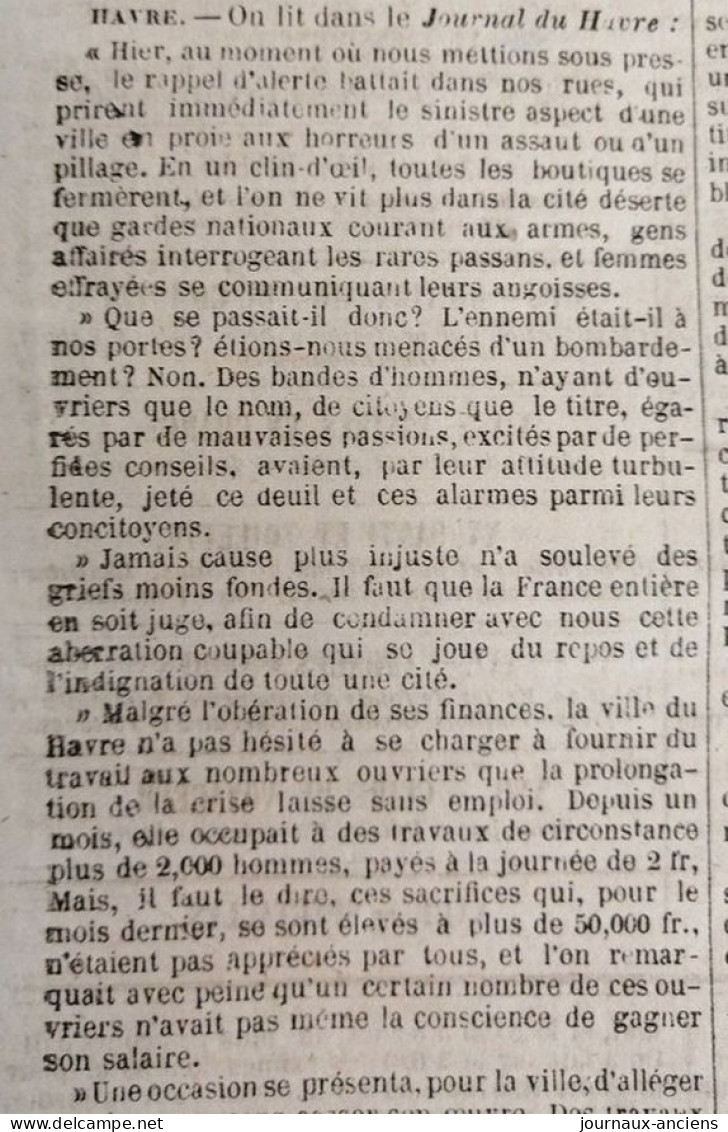 1848 Journal " LA PRESSE " - GOUVERNEMENT PROVISOIRE - TROYES - LE HAVRE -  BEZIERS - 1800 - 1849