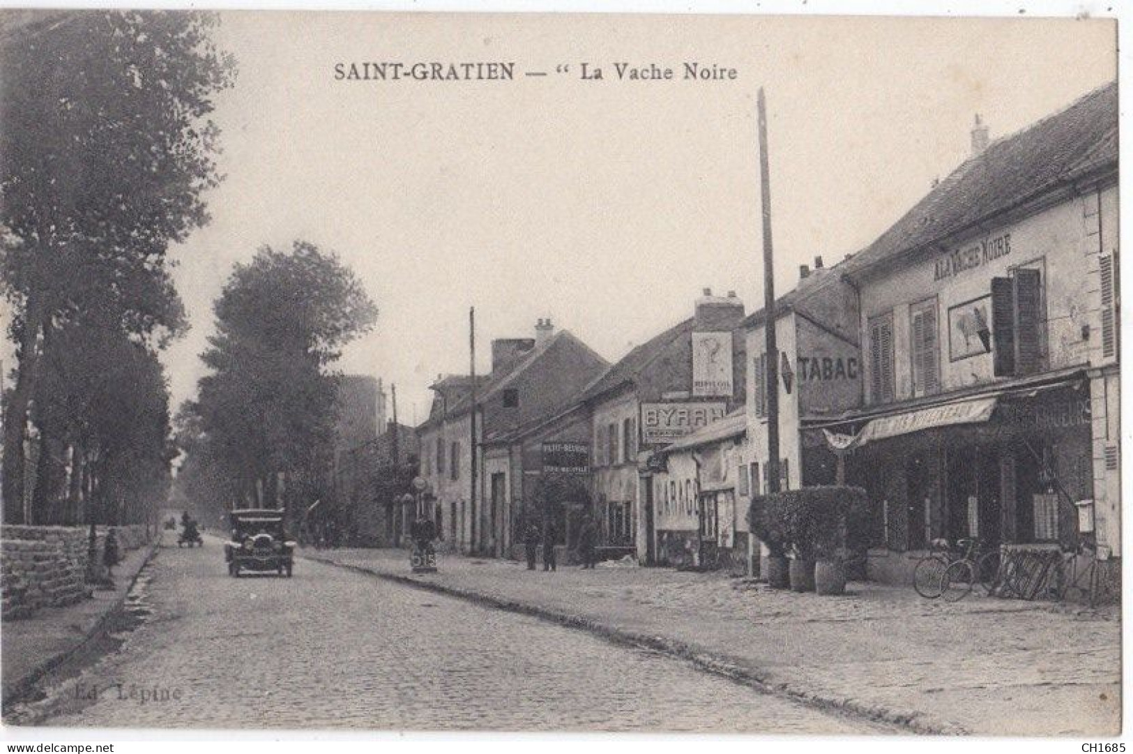 SAINT-GRATIEN (95) Café Restaurant Tabac La Vache Noire . Garage. Publicité Byrrh - Saint Gratien