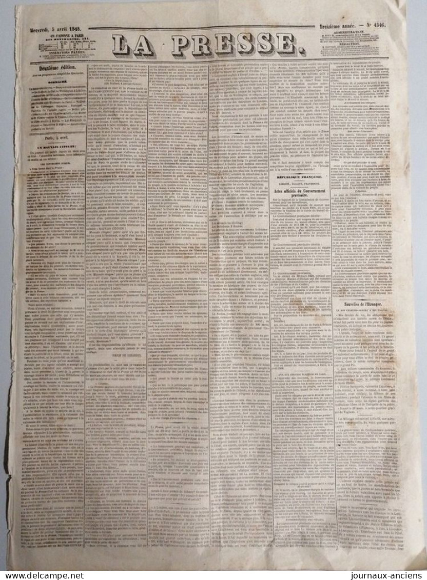 1848 Journal " LA PRESSE " - UN MAUVAIS CITOYEN - JOURNAL DE L'AIN - Non Classés