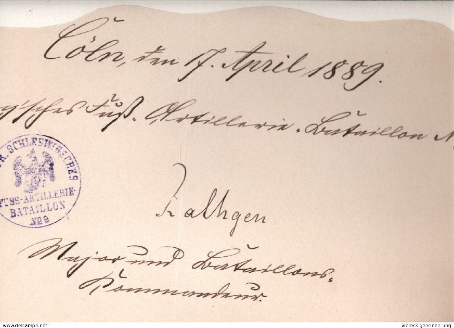 ! 1889 Autograph Von Generalleutnant Bernhard Rathgen, Schleswigsches Fußartillerie Batt. No.9, Kommandeur, Militaria - Politisch Und Militärisch
