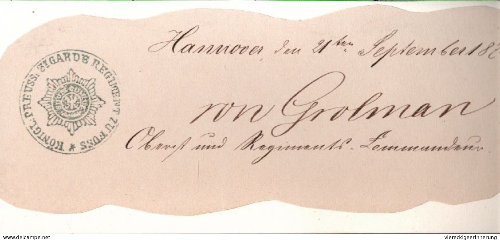 ! 1875 Autograph Von Oberst Ernst Von Grolman, Hannover, 3. Garderegiment Zu Fuß, Kommandeur, Militaria - Brieven En Documenten