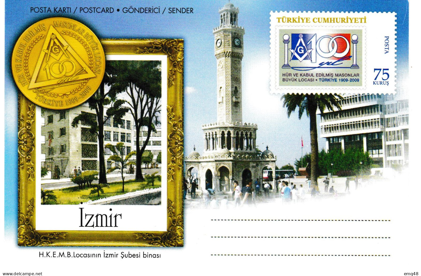 131a - FRANC-MAÇONNERIE (MASONIC) : TURQUIE Izmir : Carte Entier Postal Rare Pour Ce Pays; - Francmasonería