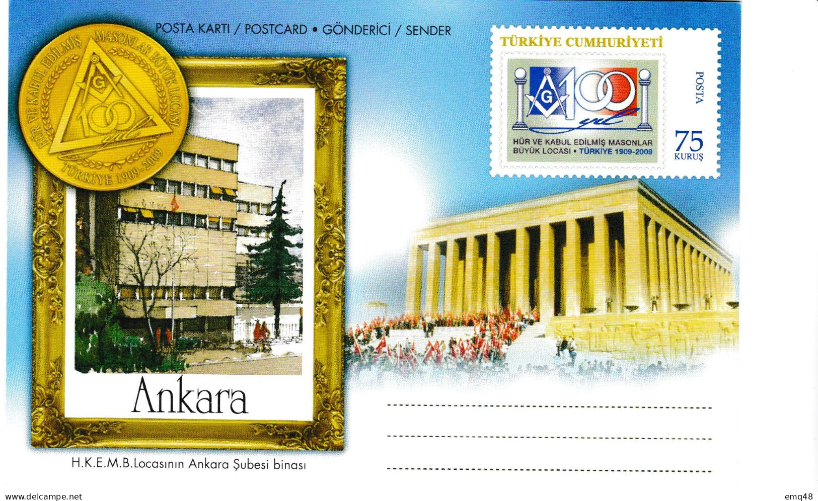 131a - FRANC-MAÇONNERIE (MASONIC) : TURQUIE Ankara : Carte Entier Postal Rare Pour Ce Pays; - Freimaurerei