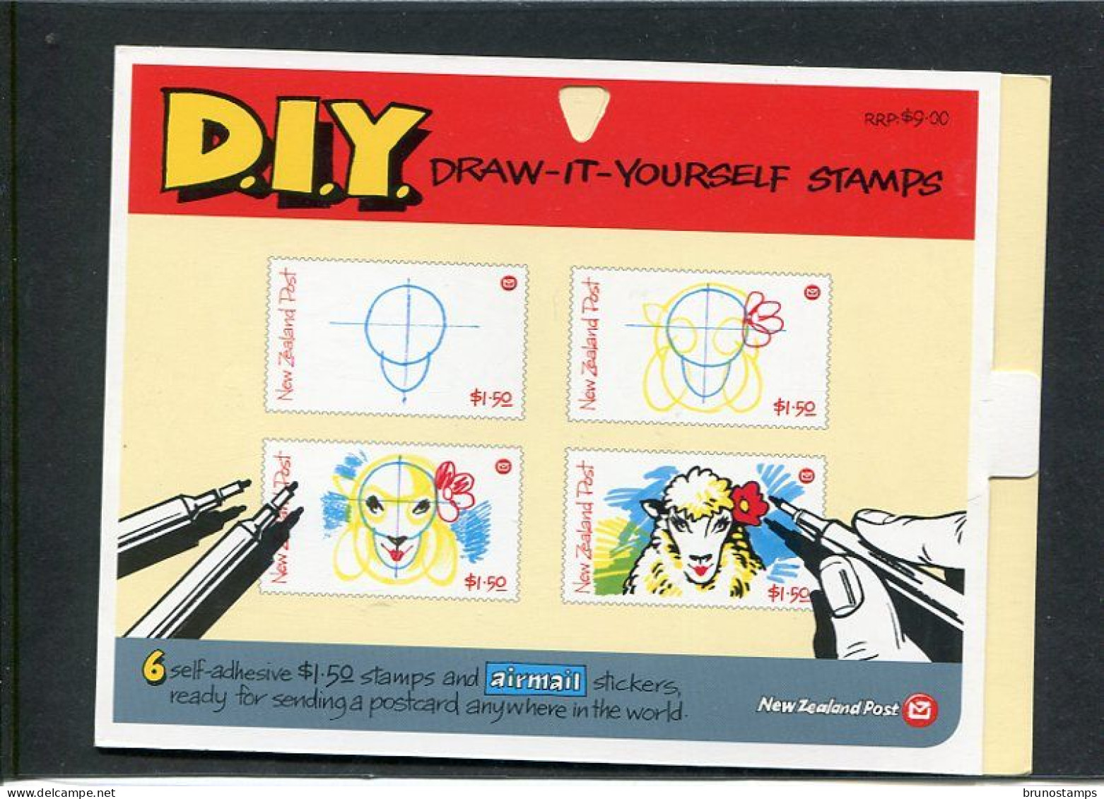 NEW ZEALAND - 2004  DRAW IT YOURSELF STAMPS  SELF ADHESIVE  SHEETLET  OF 6 MINT NH - Unused Stamps