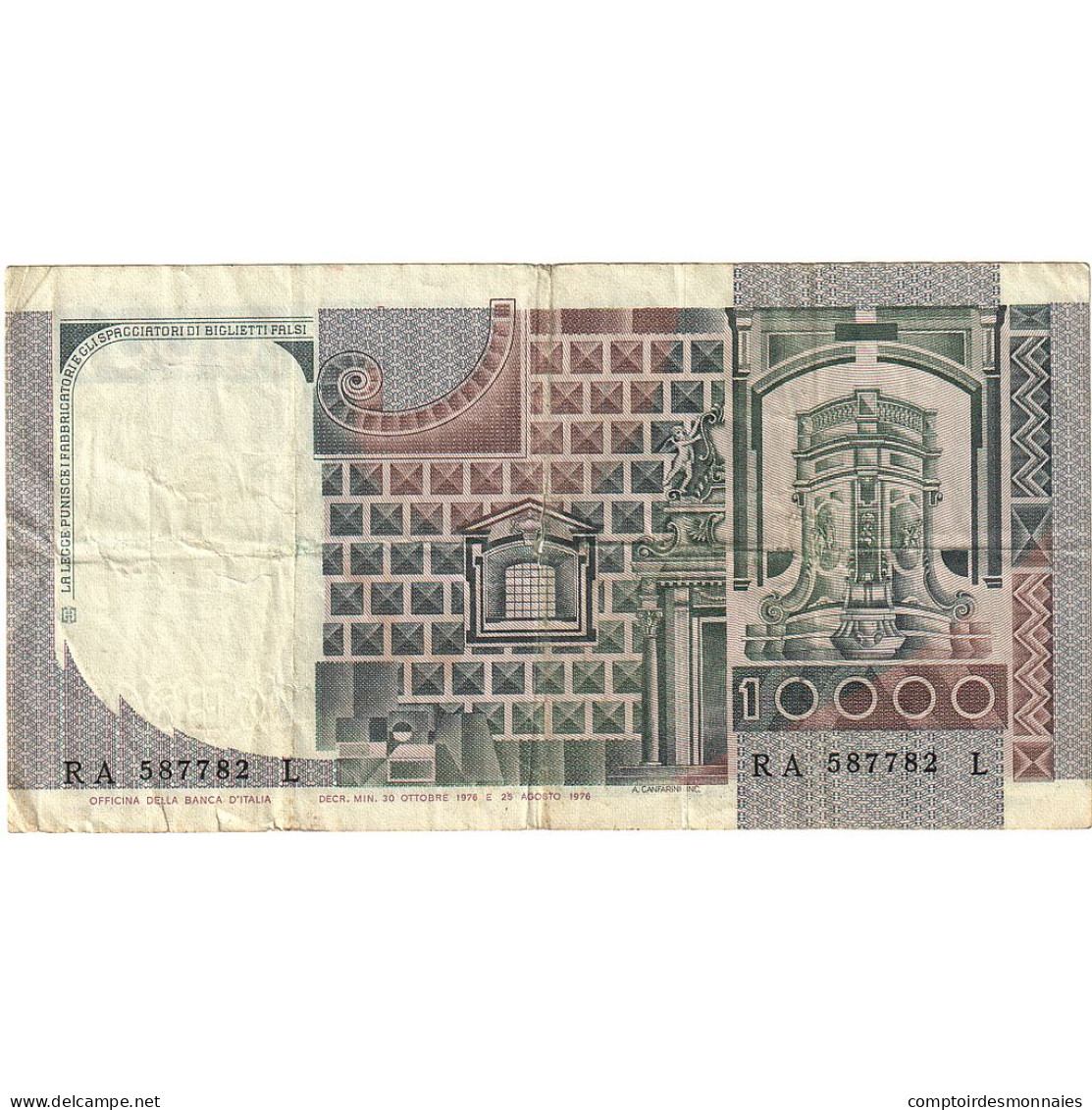 Italie, 10,000 Lire, 1976, 1976-11-30, KM:106a, TTB - 10000 Liras