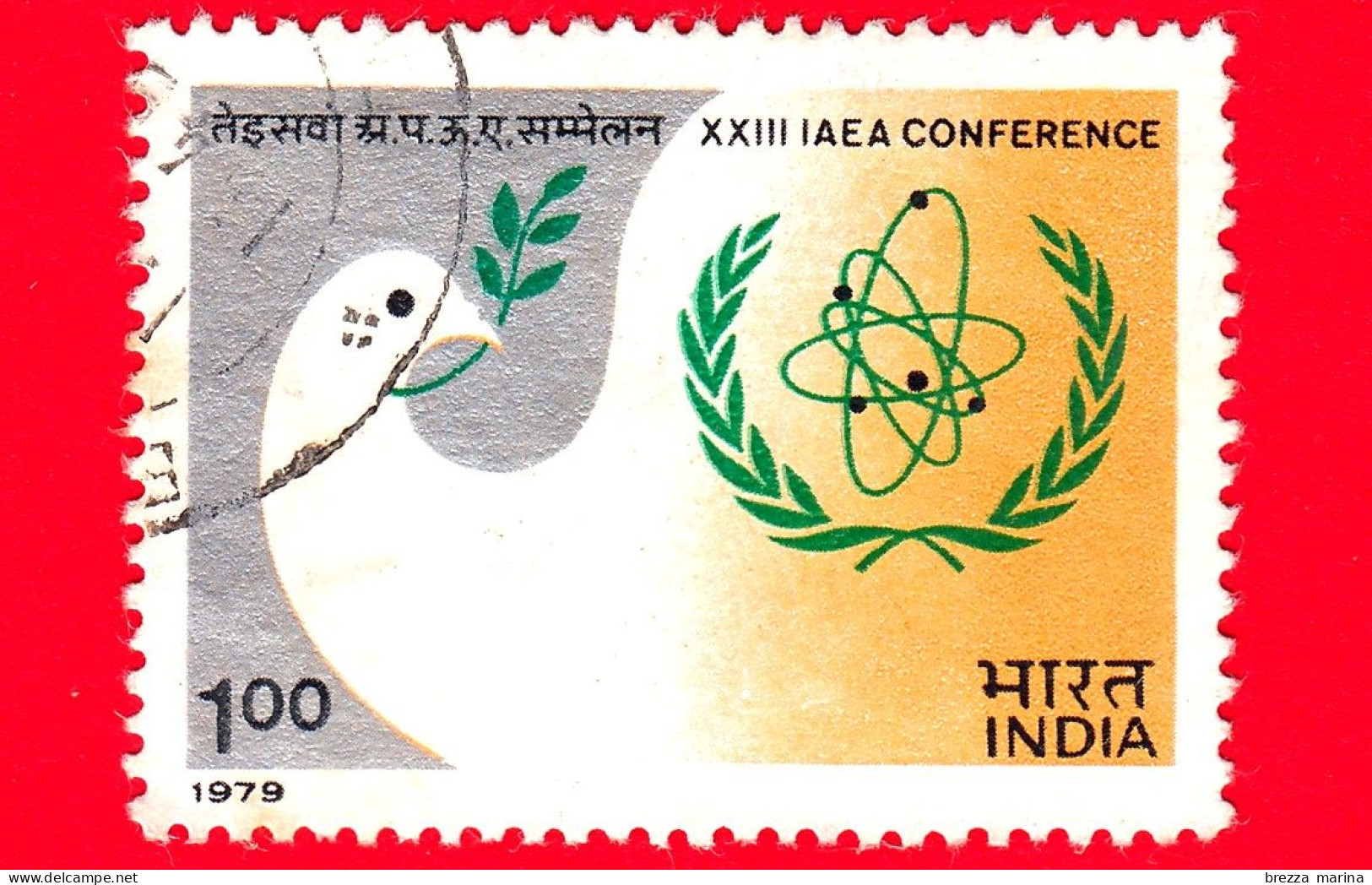 INDIA - Usato - 1979 - 23a Conferenza Dell'Agenzia Internazionale Per L'energia Atomica (AIEA) - Colomba Con Ramo D'uliv - Gebraucht