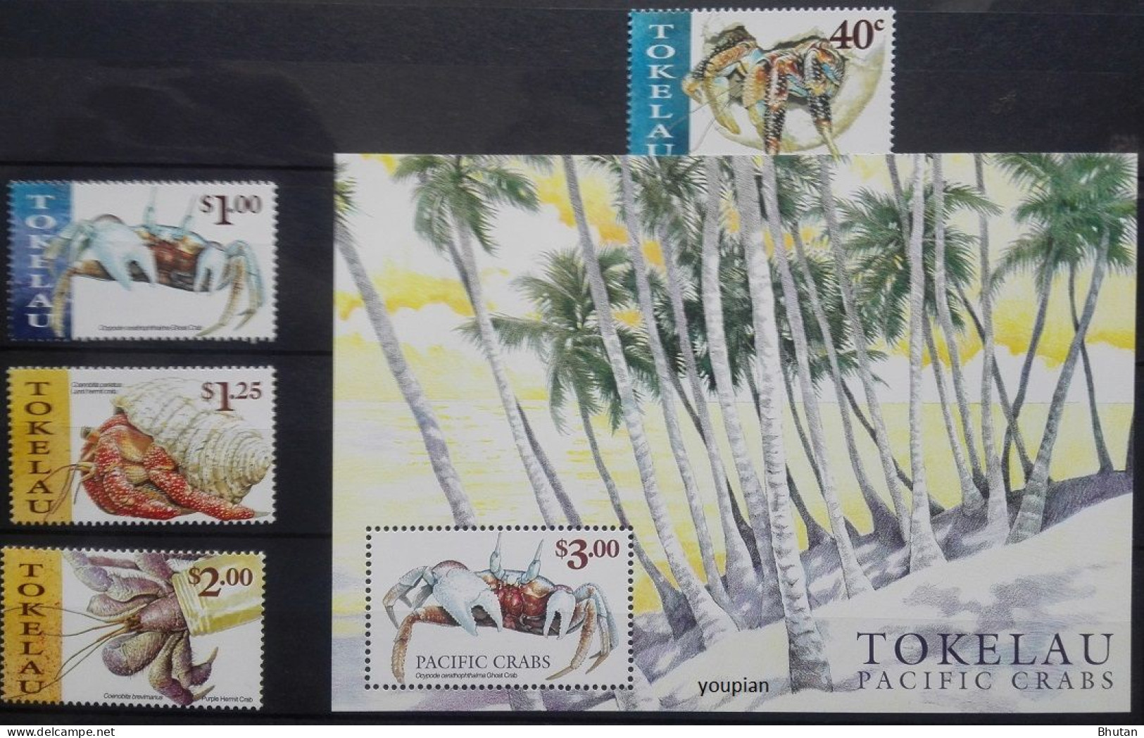 Tokelau 1999, Tokelau Pacific Crabs, MNH Unusual S/S And Stamps Set - Tokelau