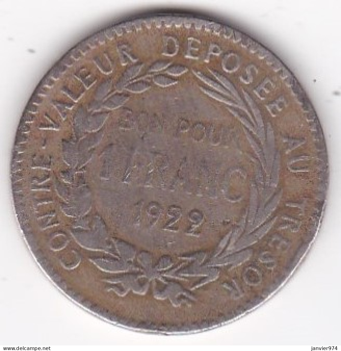 Colonie De La Martinique, Bon Pour 1 Franc 1922 , En Maillechort, Lec# 13 - Guadalupe Y Martinica