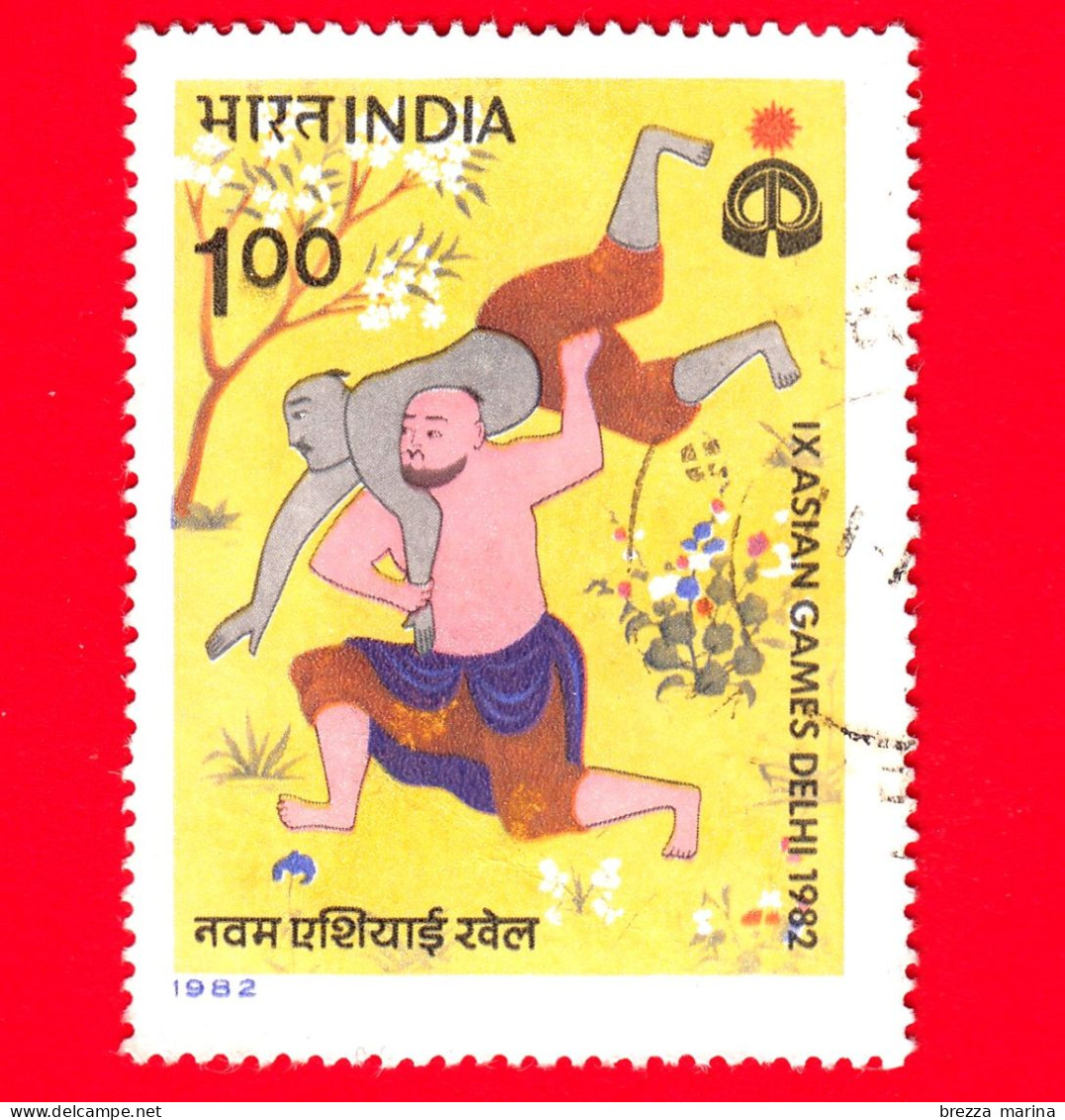 INDIA - Usato - 1982 - Sport - 9° Giochi Asiatici 1982, Nuova Delhi - Lotta - Wrestling Bout - 1 - Gebraucht