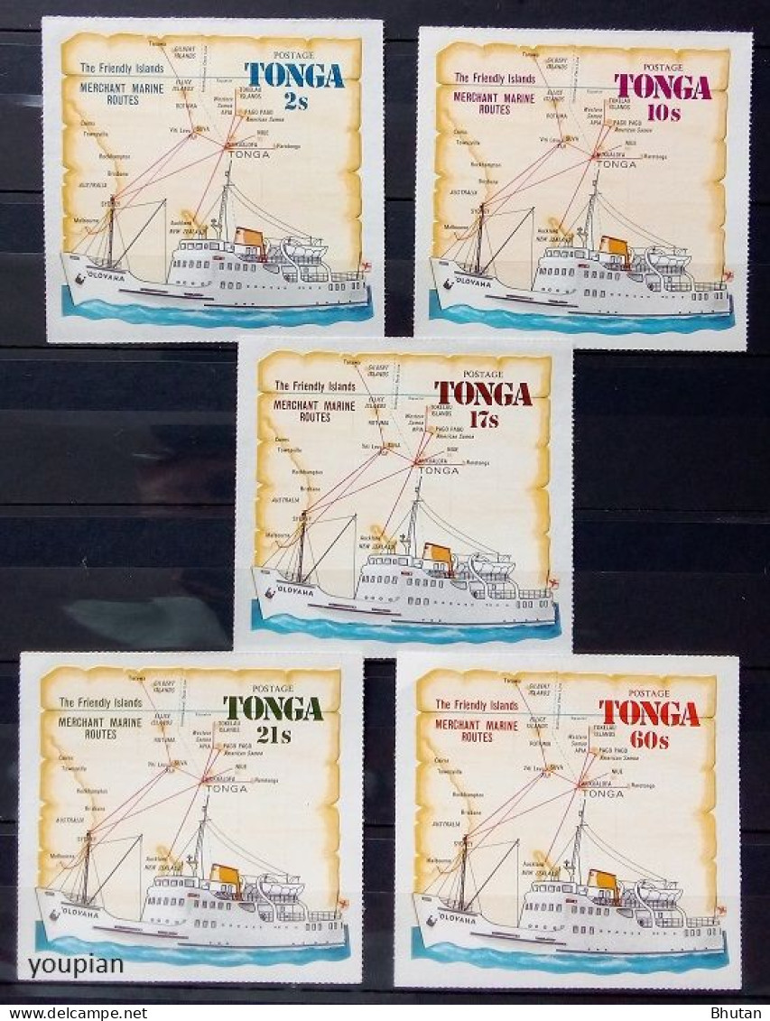 Tonga 1972, Merchant Marine Routes, MNH Unusual Stamps Set - Tonga (1970-...)