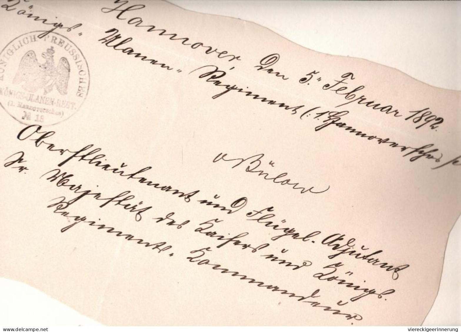 ! 1892 Autograph Adolf Von Bülow, Ulanen Regiment No.13, Hannover, Militaria, Militär, Kommandeur, Adjudant Des Kaisers - Politiques & Militaires