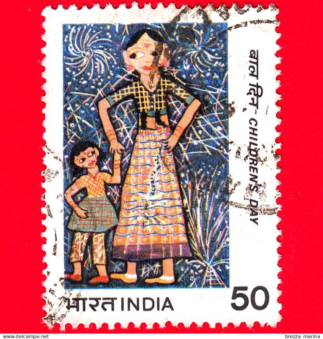 INDIA - Usato - 1983 - Giorno Dei Bambini - Disegno 'Donna E Bambino '(da Festival Di Kashyap Premsawala) - 50 - Gebraucht