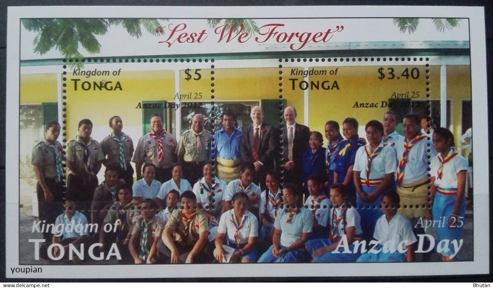 Tonga 2012, Anzac Day, MNH S/S - Tonga (1970-...)