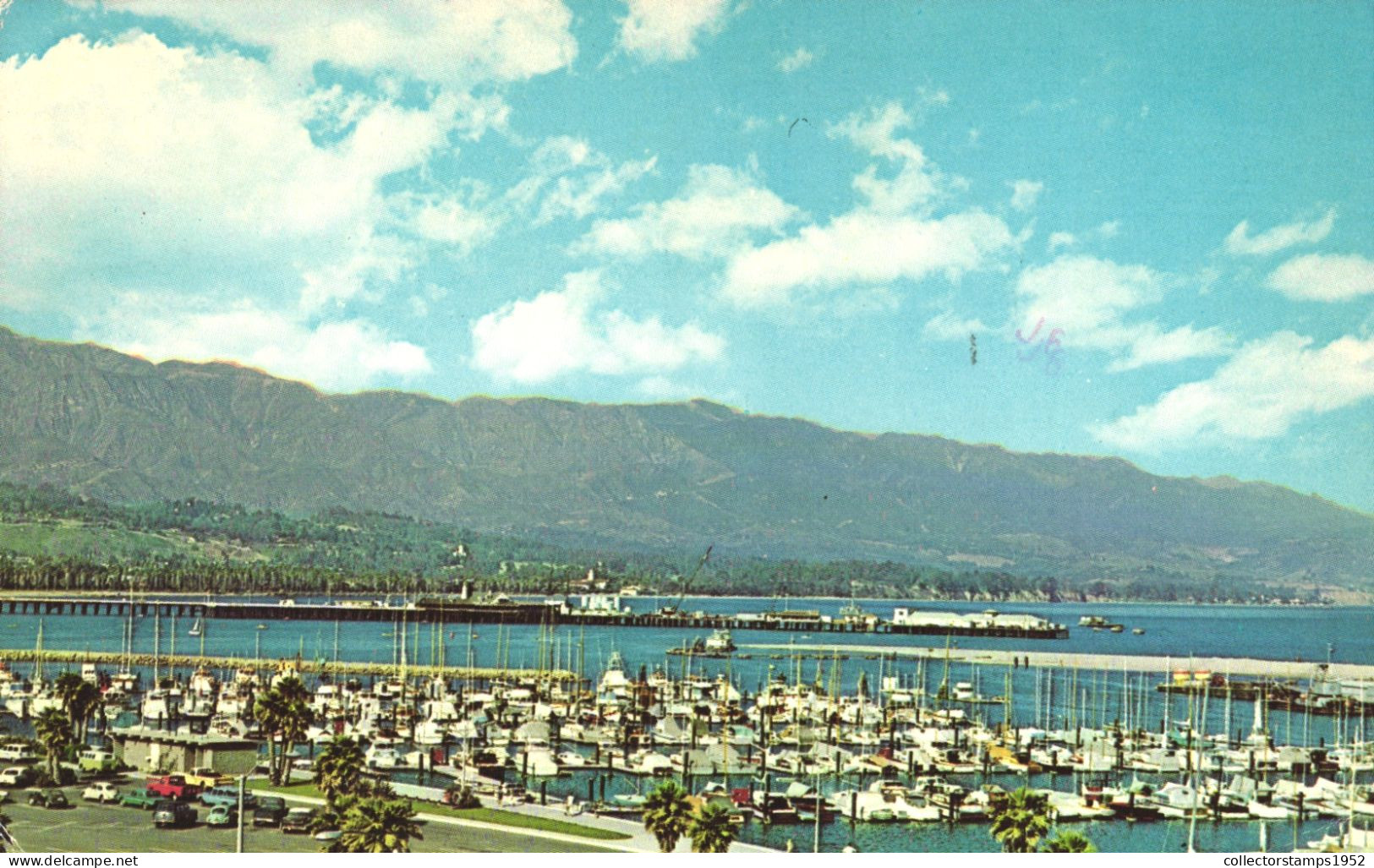 SANTA BARBARA, YACHT HARBOR, PORT, BOATS, CARS, ARCHITECTURE, CALIFORNIA, UNITED STATES, POSTCARD - Santa Barbara