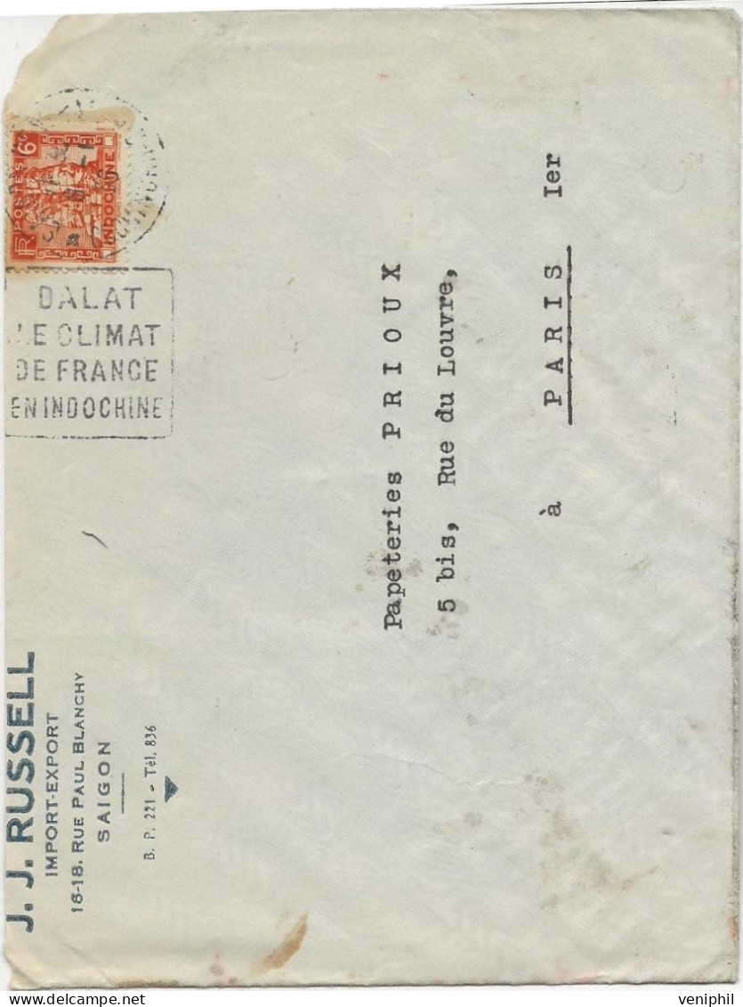 INDOCHINE - LETTRE AFFRANCHIE N° 160 - OBLITERATION DAGUIN  " DALAT -LE CLIMAT DE FRANCE EN INDOCHINE - " ANNEE 1936 - Brieven En Documenten