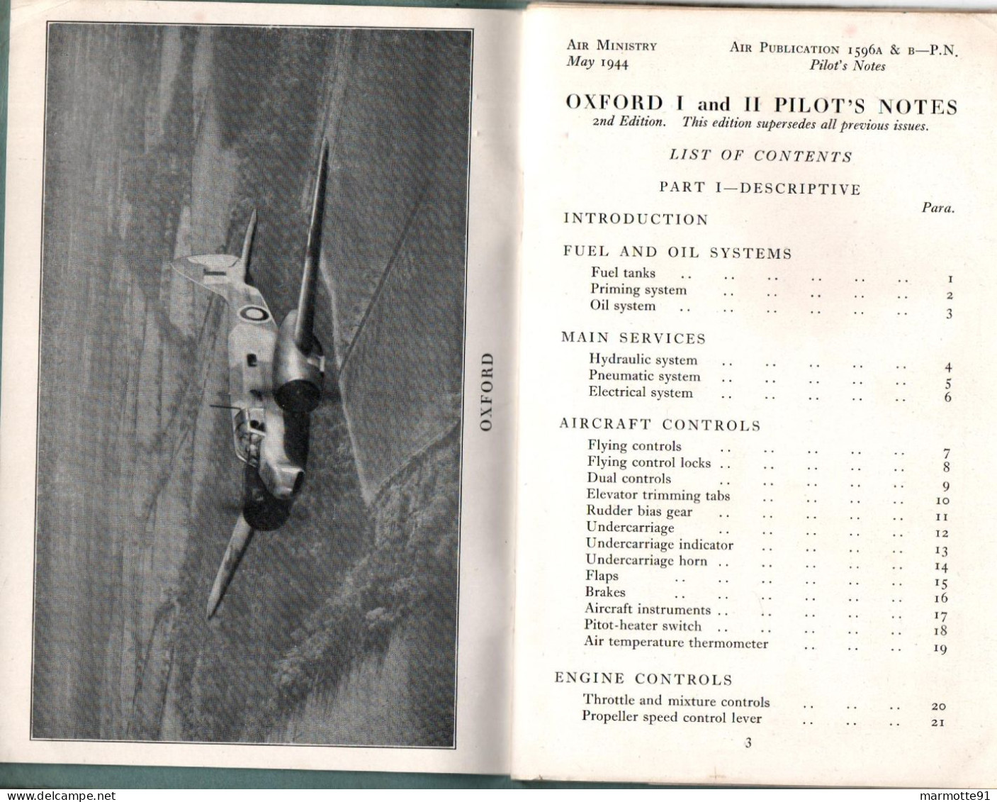 MANUEL PILOT'S NOTES FOR OXFORD I & II AVIATION RAF PILOTE GUERRE AERIENNE 1939 1945 - Fliegerei