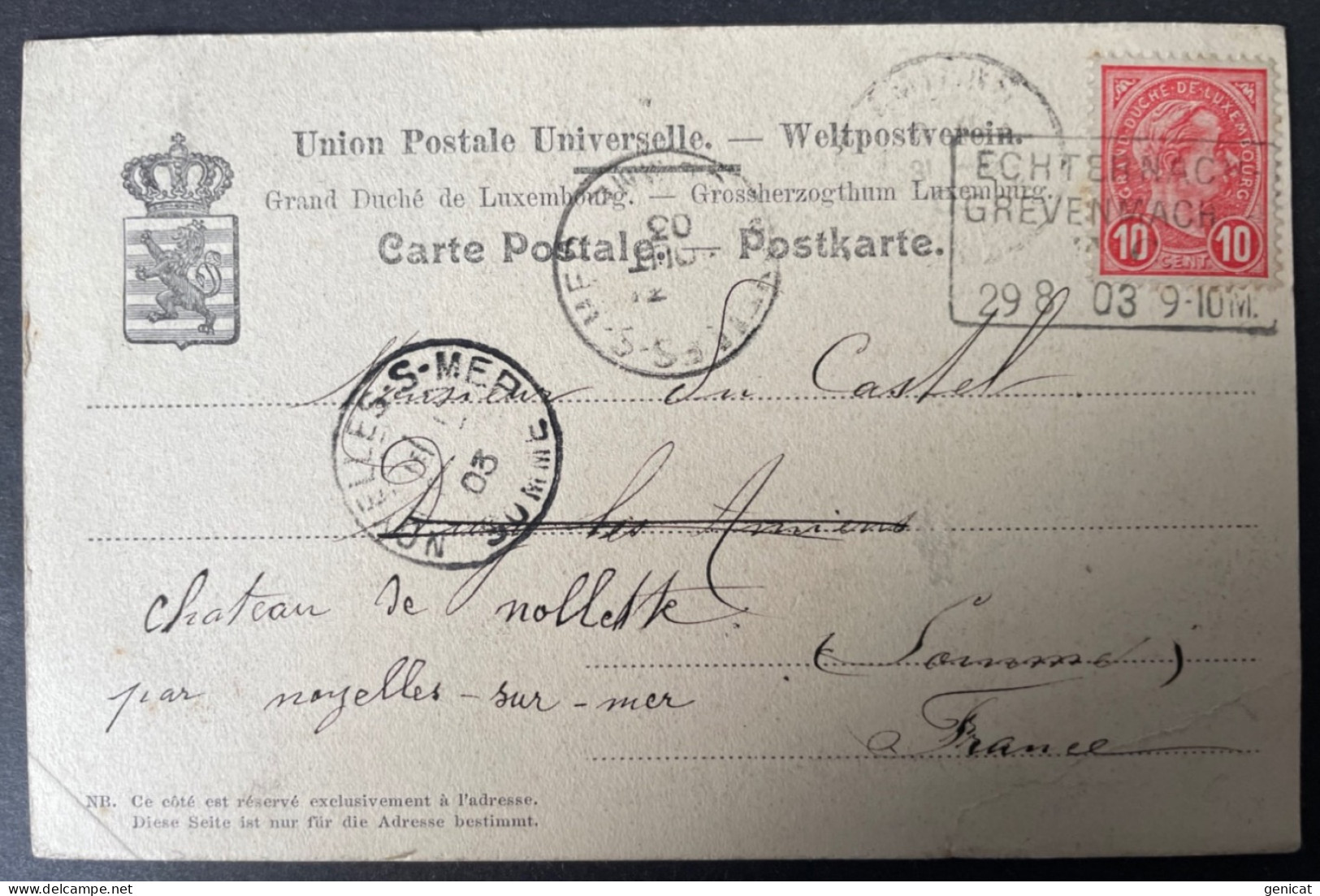 Luxembourg 1903 CPA Echternach  Oblitération Ambulant Convoyeur Echternach  Grevenmacher FC - Postwaardestukken