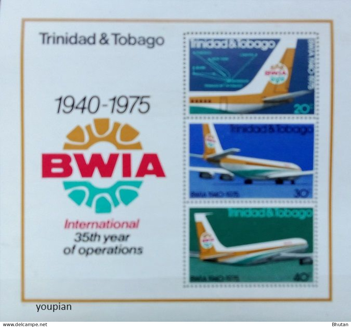 Trinidad And Tobago 1975, 35 Years BWIA, MNH S/S - Trinidad & Tobago (1962-...)