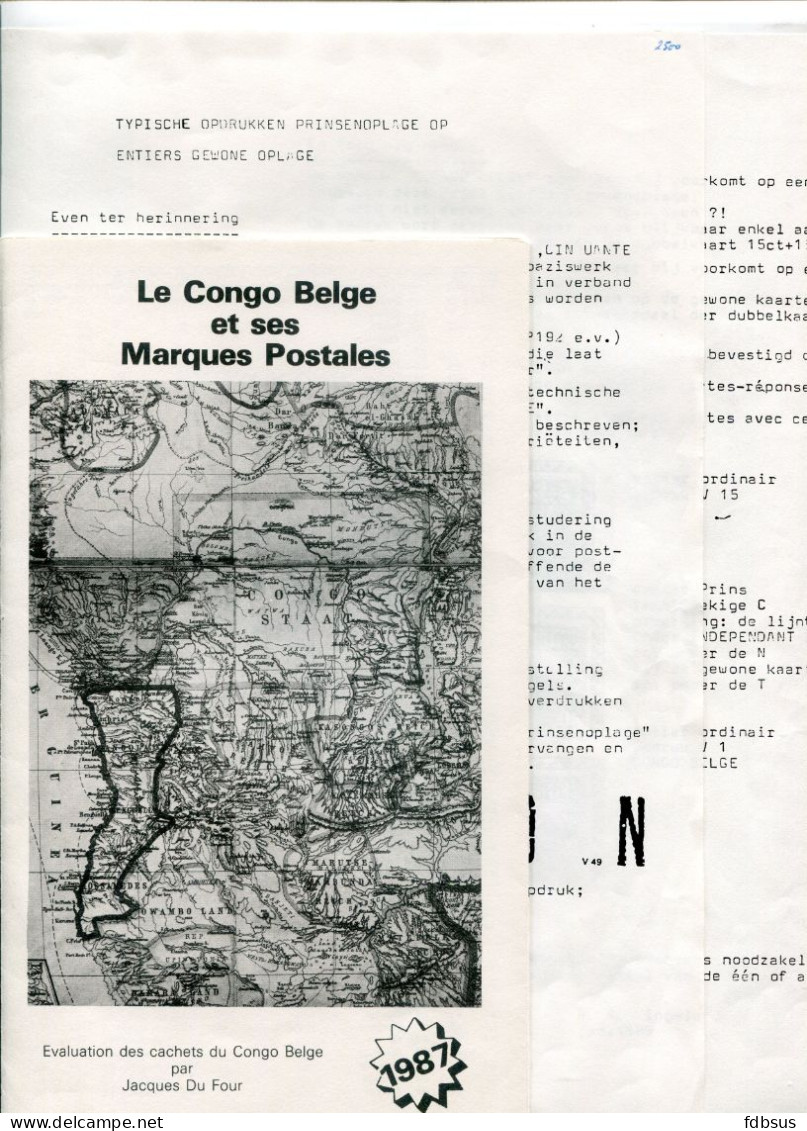 CONGO 2 Bladzijden PRINSENOPLAGE + Marques Postales Cachets Du Congo Belge - Stempels Stations Concentration - Regionale - Matasellos