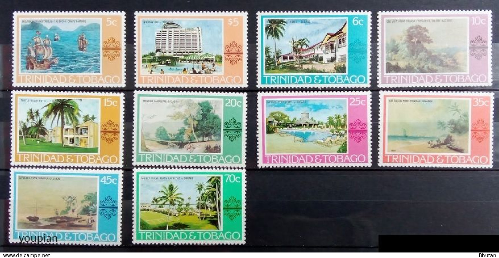 Trinidad And Tobago 1976-1978, Hotels And Landscapes, MNH Stamps Set - Trinidad & Tobago (1962-...)