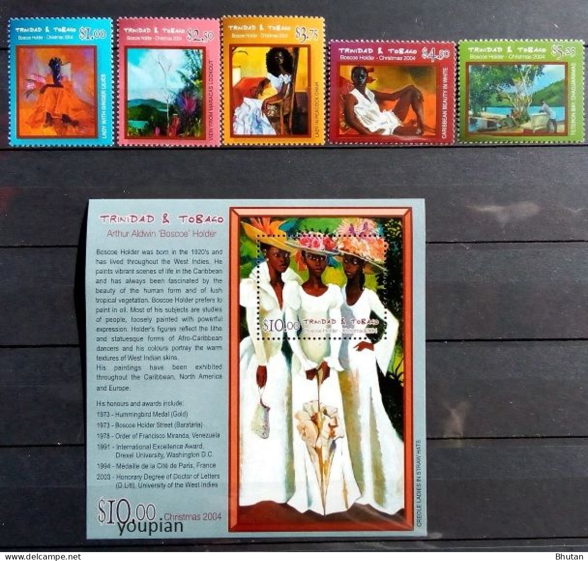 Trinidad And Tobago 2004, Christmas - Paintings From Arthur Aldwin, MNH S/S And Stamps Set - Trindad & Tobago (1962-...)