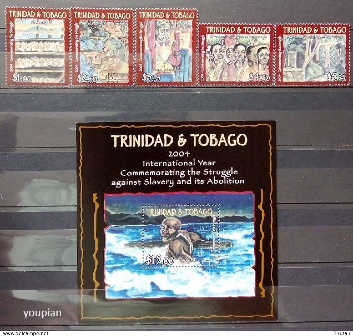Trinidad And Tobago 2004, Fight Against Slavery And Abolishment Of Slavery, MNH S/S And Stamps Set - Trinidad & Tobago (1962-...)