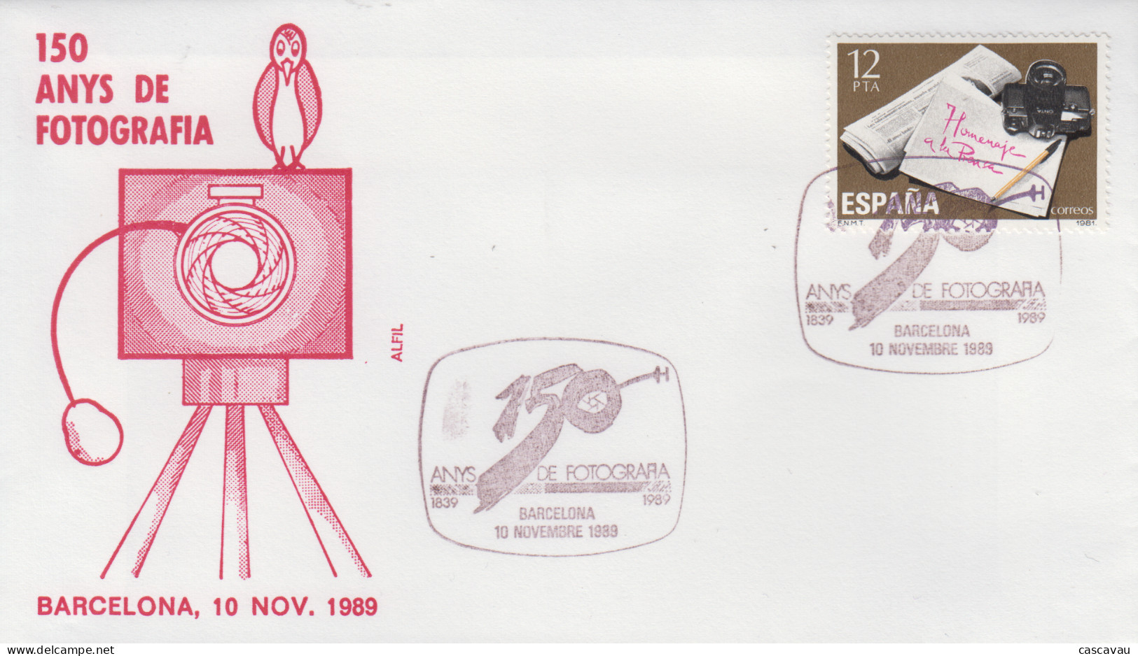 Enveloppe  ESPAGNE   150  Ans  De   PHOTOGRAPHIE    BARCELONA    1989 - Fotografía