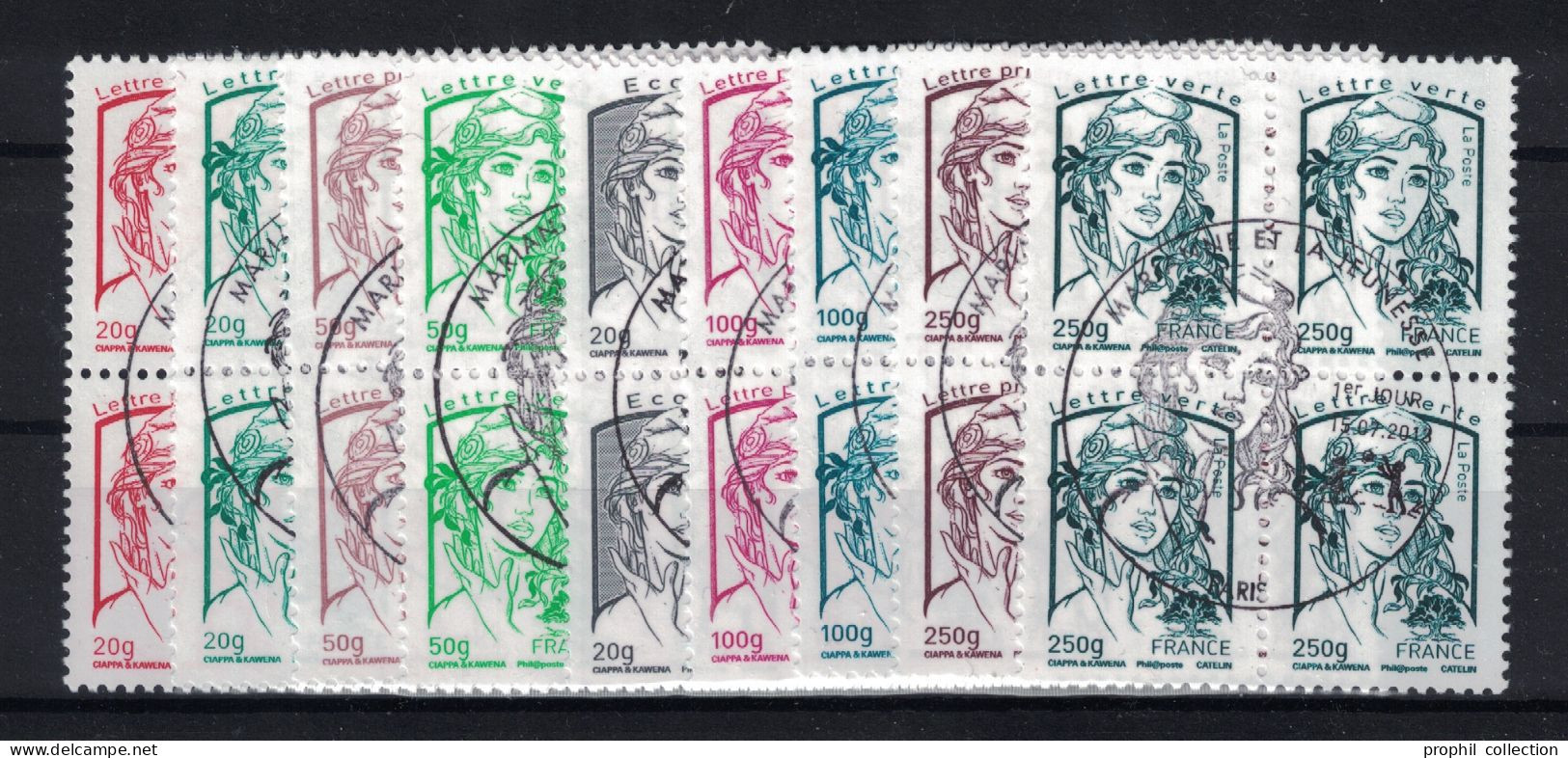 LOT De 9 BLOCS De 4 TIMBRES " MARIANNE ET LA JEUNESSE " Avec BEAU CACHET ROND OBLITÉRÉ 1er JOUR - 2013-2018 Marianne (Ciappa-Kawena)