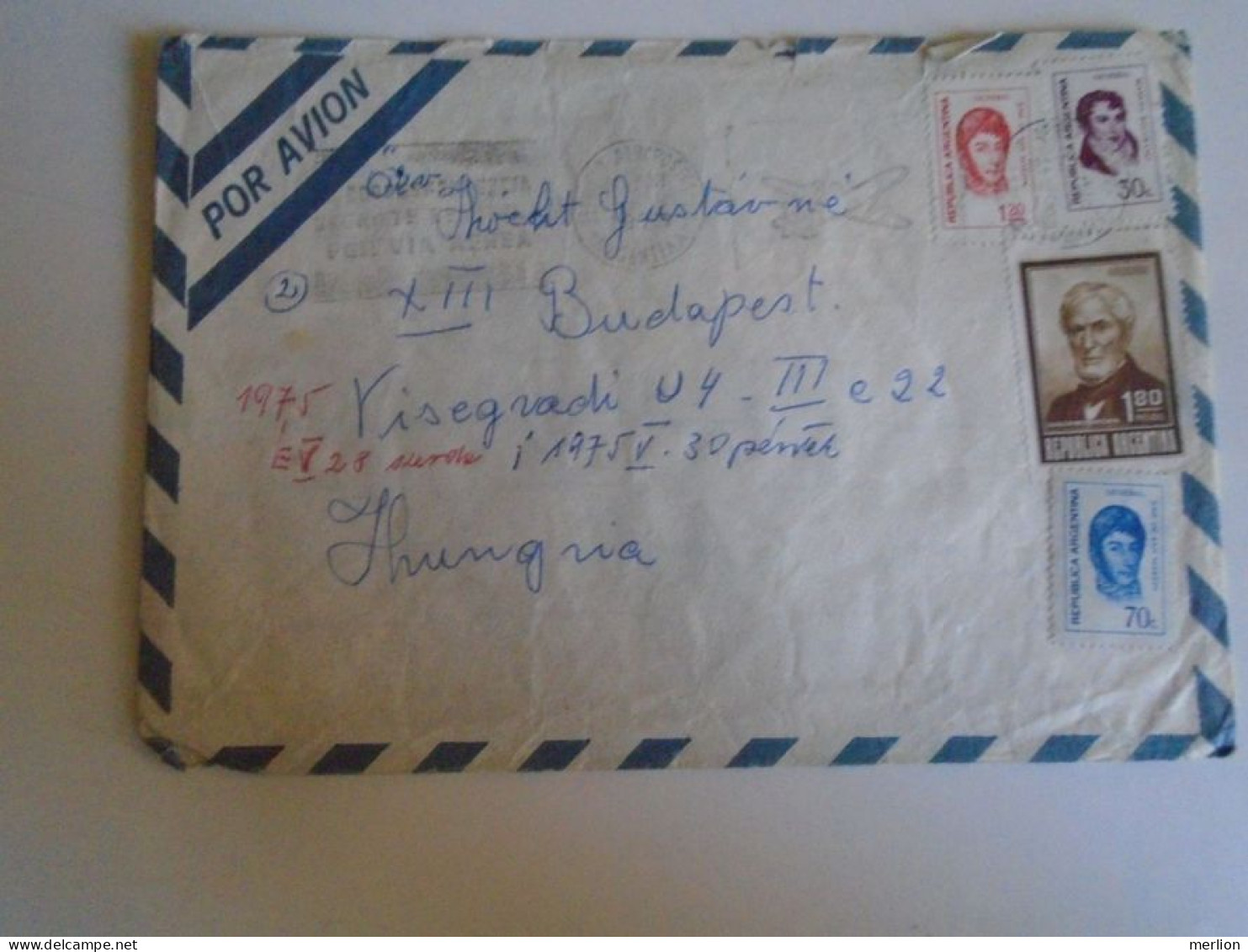 ZA488.41   Airmail Cover - Argentina  1975  To Hungary  Budapest - Brieven En Documenten