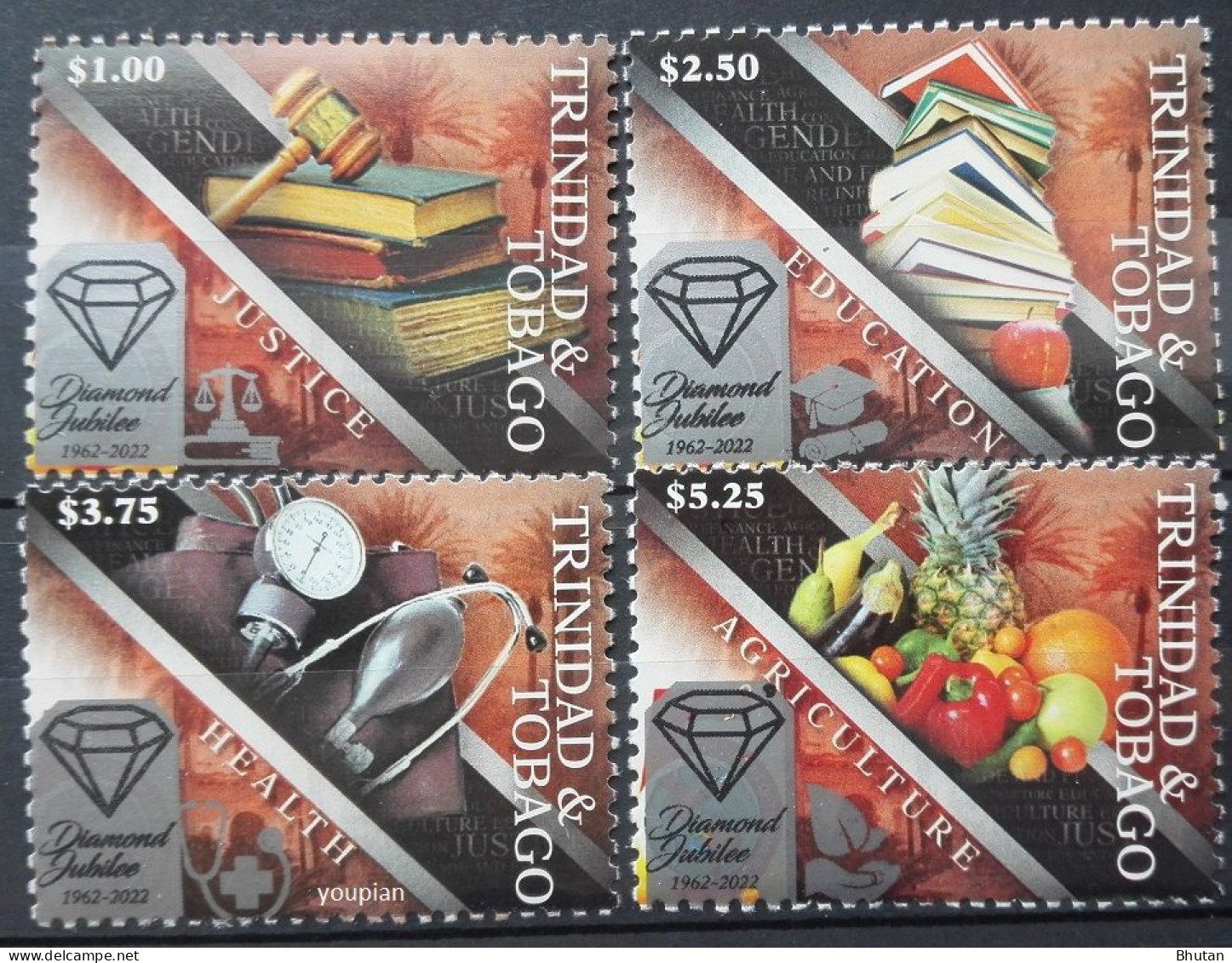 Trinidad And Tobago 2022, Diamond Jubilee - 60th Anniversary Of The Independence, MNH Stamps Set - Trinidad & Tobago (1962-...)