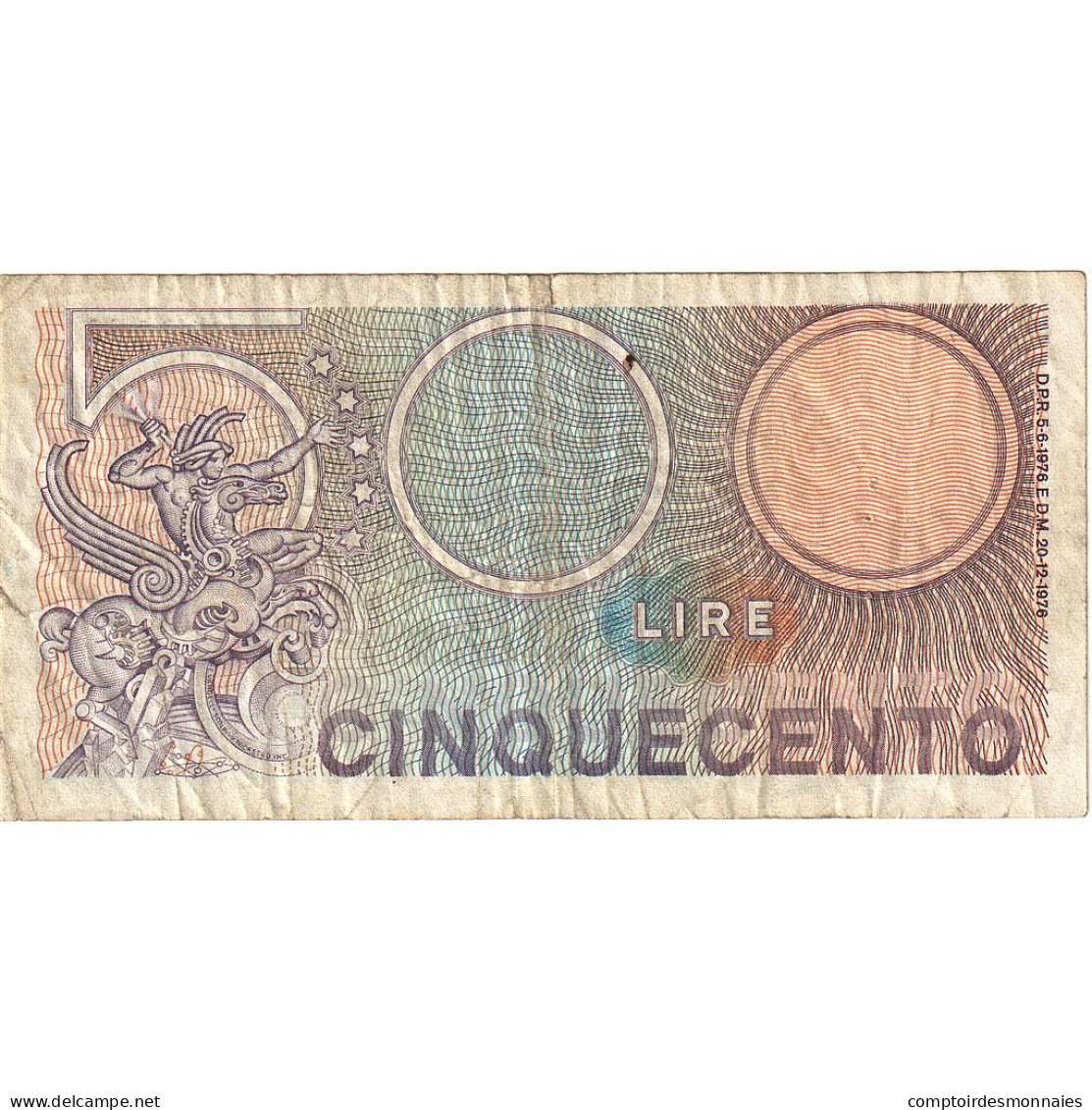 Italie, 500 Lire, 1976-12-20, TB - 500 Liras