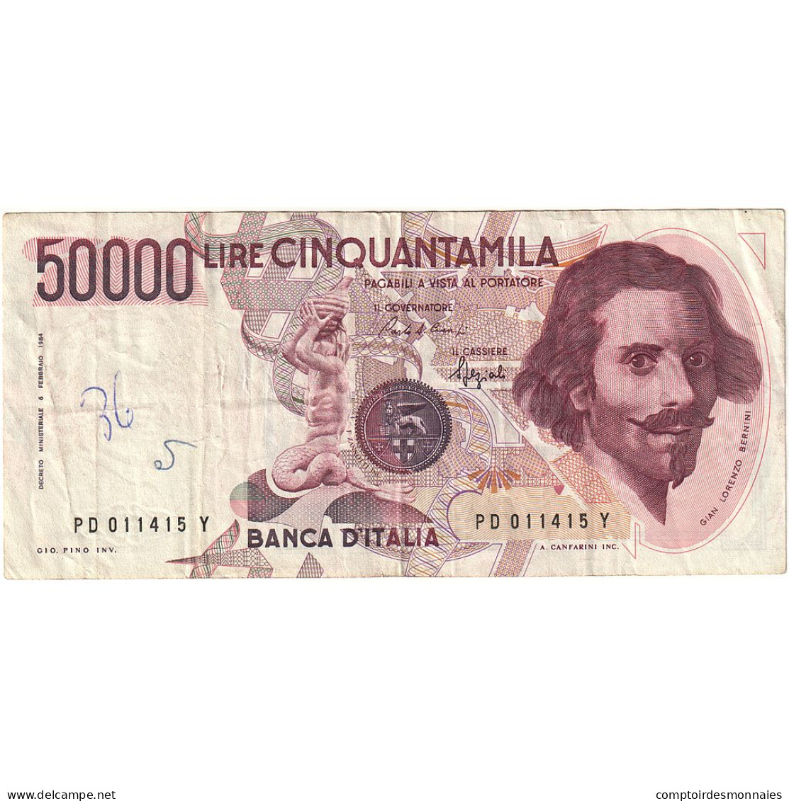Italie, 50,000 Lire, 1984, 1984-02-06, KM:113a, B+ - 50.000 Lire