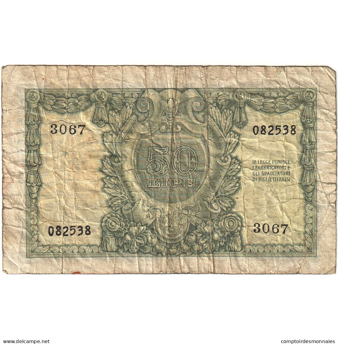 Italie, 50 Lire, 1951-12-31, KM:91b, B+ - 50 Lire