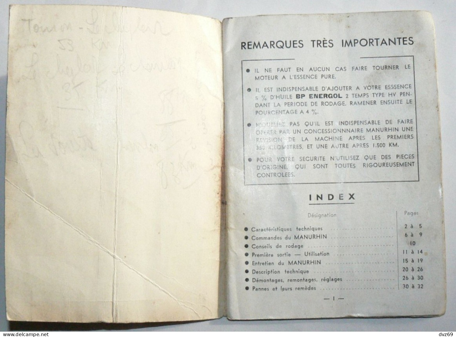 RARE Vintage Cahier SCOOTER MANURHIN, Description Et Entretien, Années 50, 32 Pages, TB - Motos