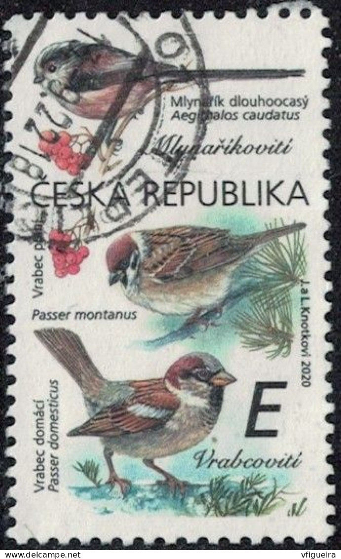 République Tchèque 2020 Oblitéré Used Oiseaux Aegithalidae Et Passeridae Y&T CZ 955 SU - Used Stamps