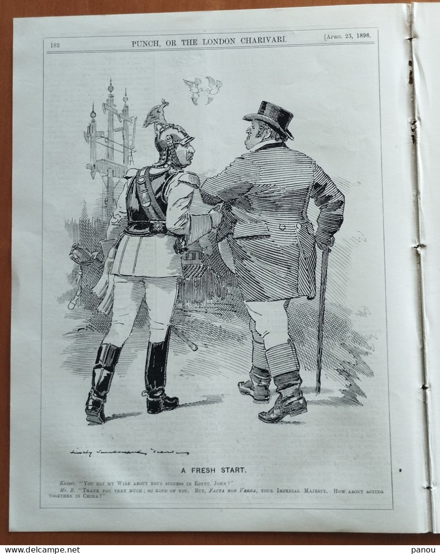 Punch, Or The London Charivari. APRIL 23, 1898 - MAGAZINE COMPLETE CARTOONS. ATBARA SUDAN. CHINA PORTE ARTHUR - Otros & Sin Clasificación