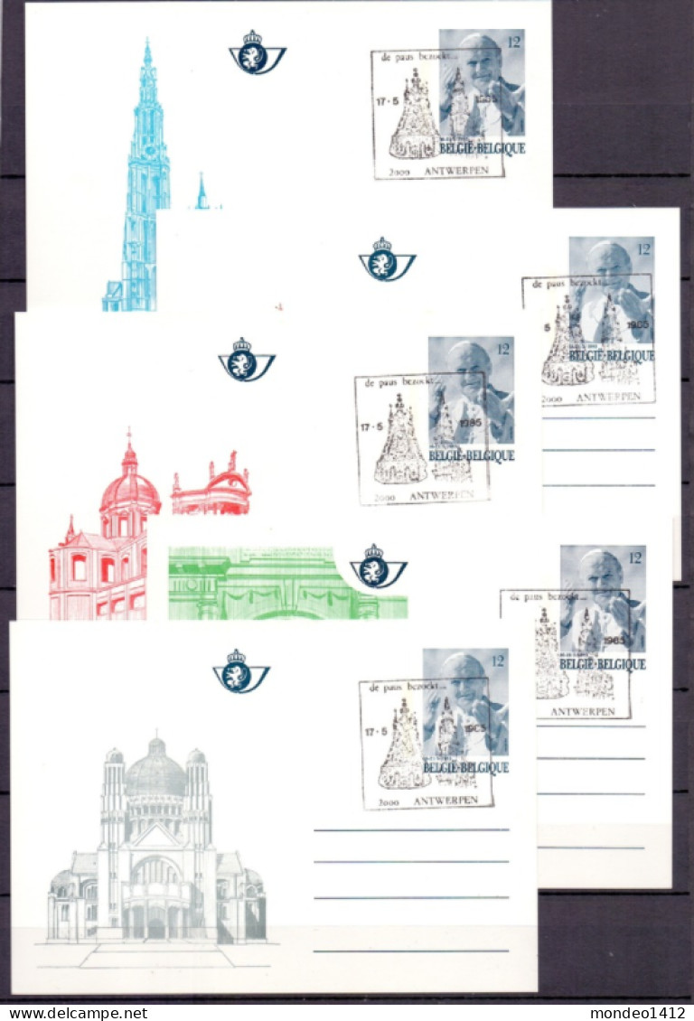 1985 : BK34/38 - Pausbezoek - Pope Visit - Paus Johannes-Paulus II - Gestempeld - Cartes Postales Illustrées (1971-2014) [BK]