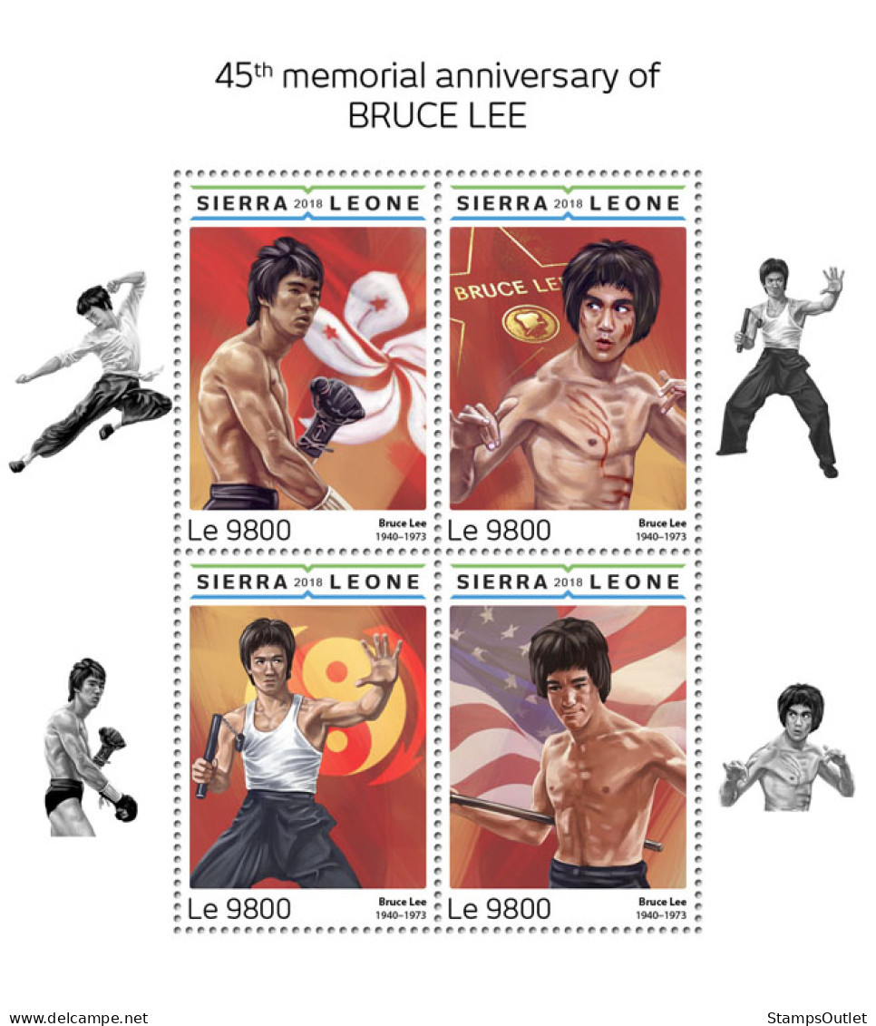  SIERRA LEONE 2018 MNH  Bruce Lee  Michel Code: 10016-10019. Scott Code: 4883. Yvert&Tellier Code: 8062-8065 - Sierra Leone (1961-...)