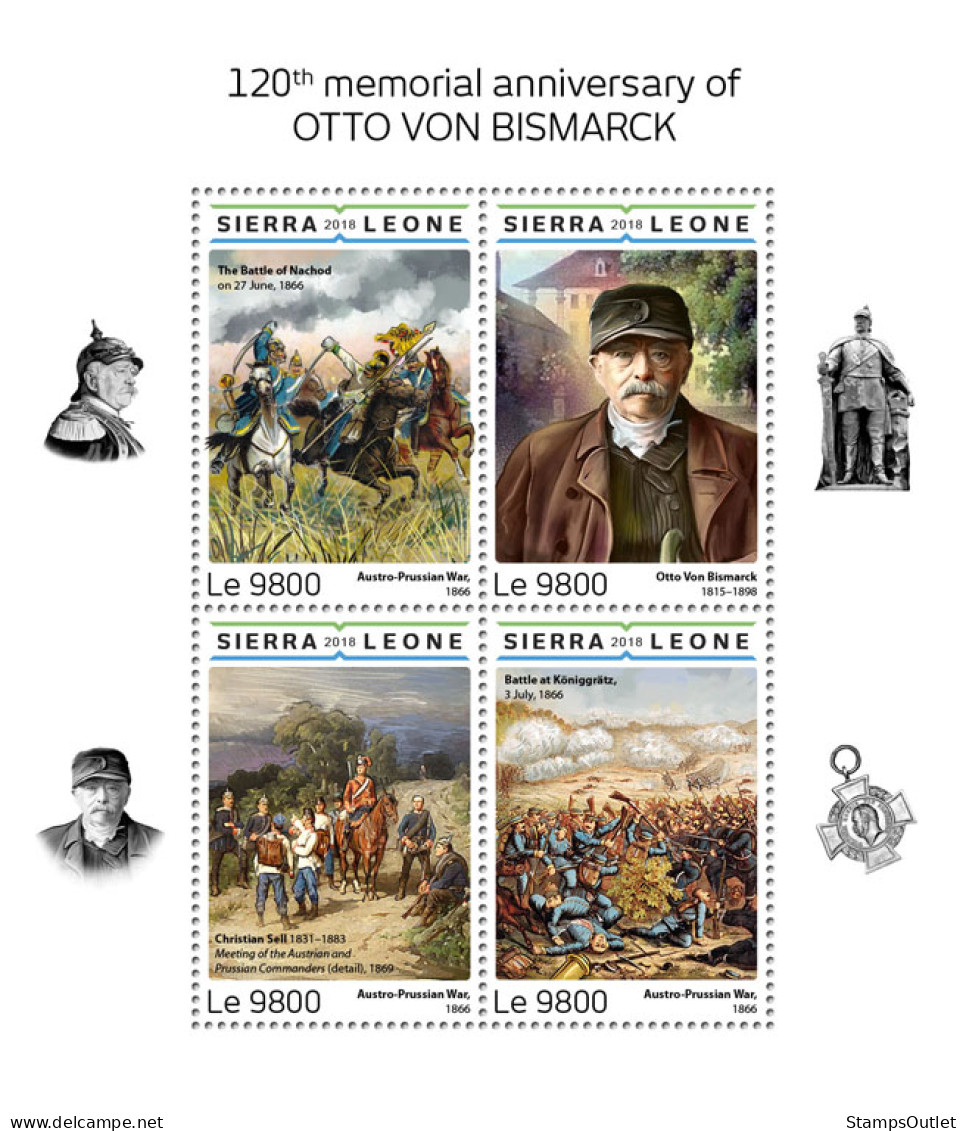  SIERRA LEONE 2018 MNH  Otto Von Bismarck  Michel Code: 9981-9984. Scott Code: 4876. Yvert&Tellier Code: 8074-8077 - Sierra Leone (1961-...)