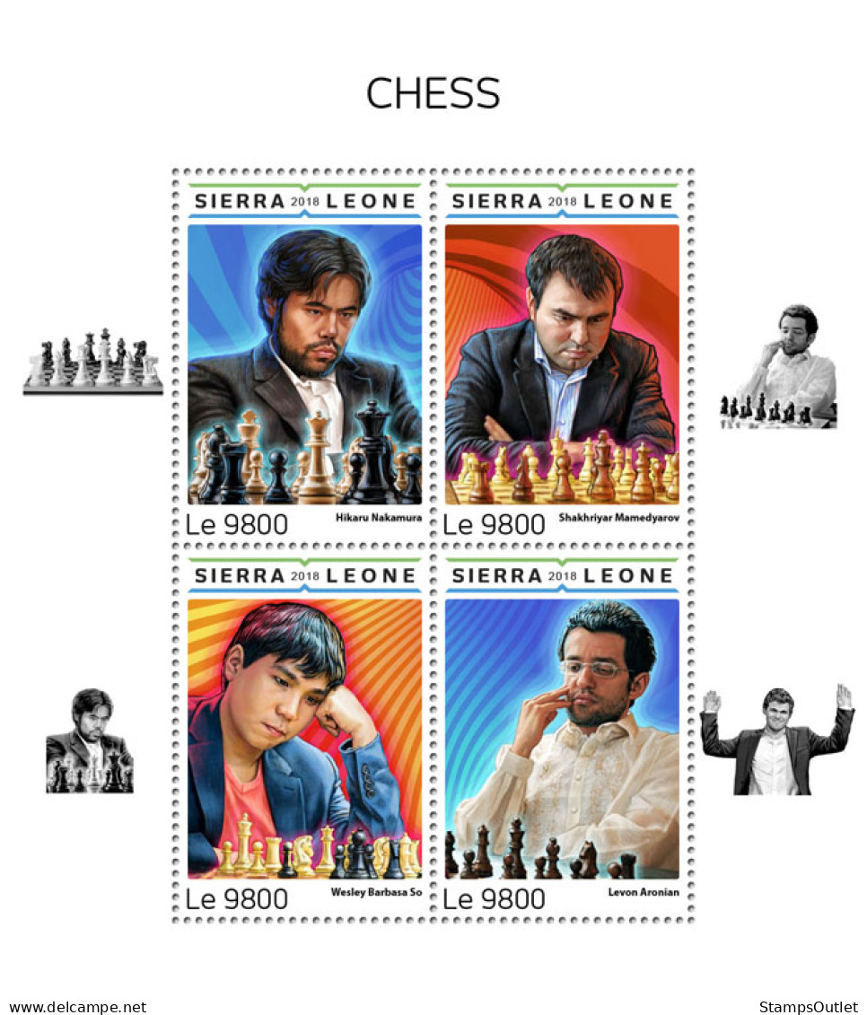  SIERRA LEONE 2018 MNH  Chess  Michel Code: 10031-10034. Scott Code: 4878. Yvert&Tellier Code: 8090-8093 - Sierra Leone (1961-...)