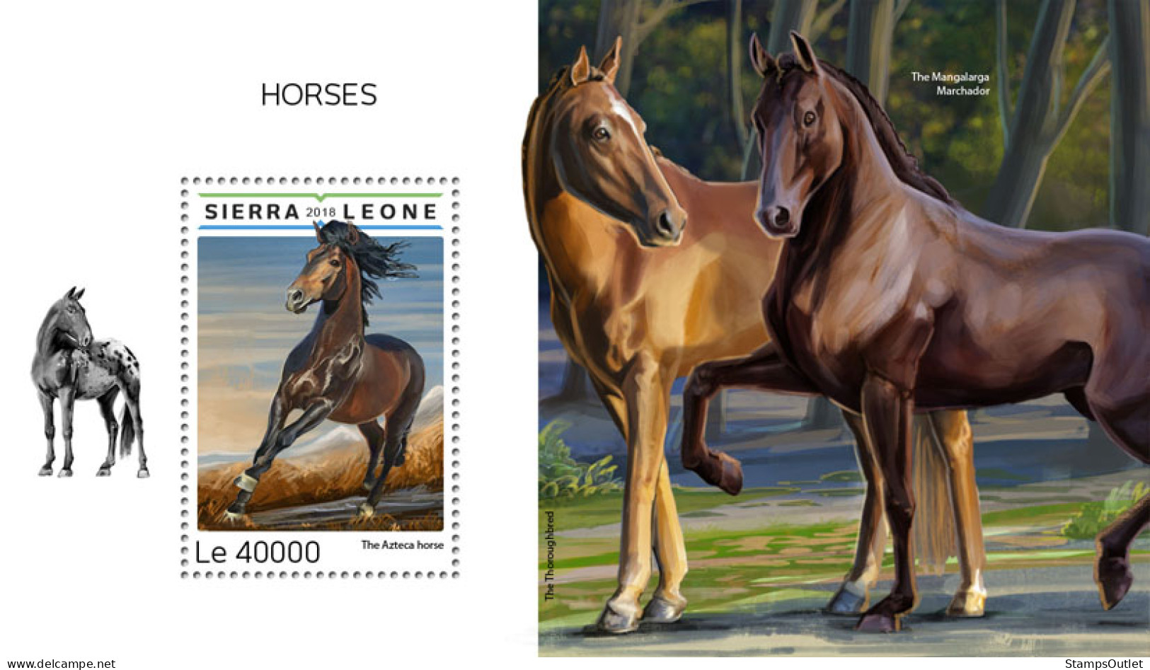  SIERRA LEONE 2018 MNH  Horses  Michel Code: 9970 / Bl.1502. Scott Code: 4906. Yvert&Tellier Code: 1485 - Sierra Leone (1961-...)