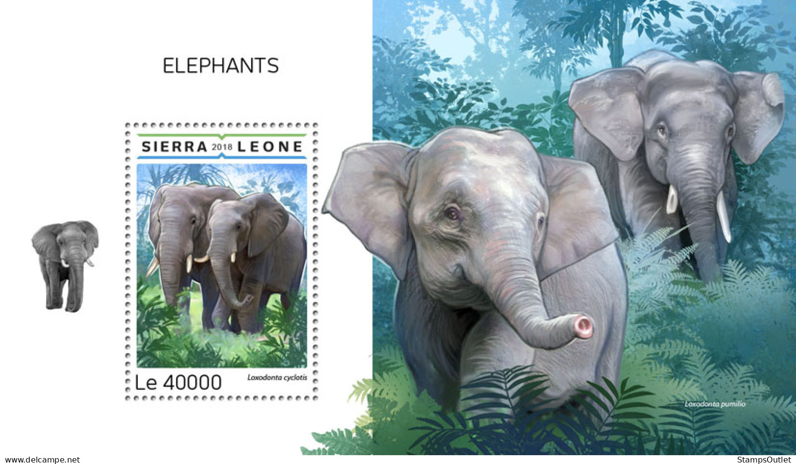  SIERRA LEONE 2018 MNH  Elephants  Michel Code:9965 / Bl.1501. Scott Code: 4905. Yvert&Tellier Code: 1486 - Sierra Leone (1961-...)