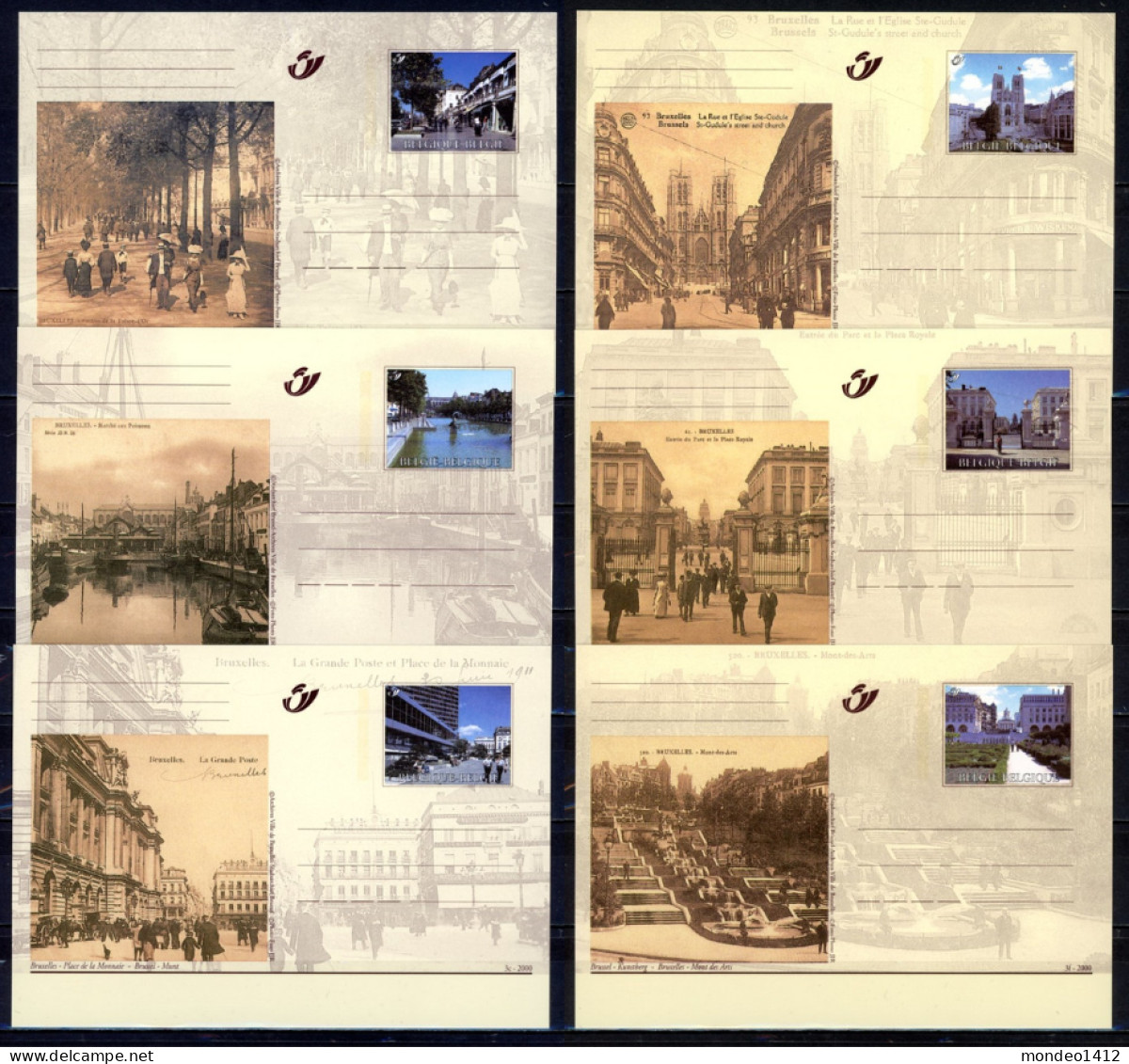 2000 : BK79/84 - Brussel, Vroeger En Nu - Bruxelles Autrefois Et Aujourd'hui - 6 Briefkaarten Ongebruikt - Tarjetas Ilustradas (1971-2014) [BK]