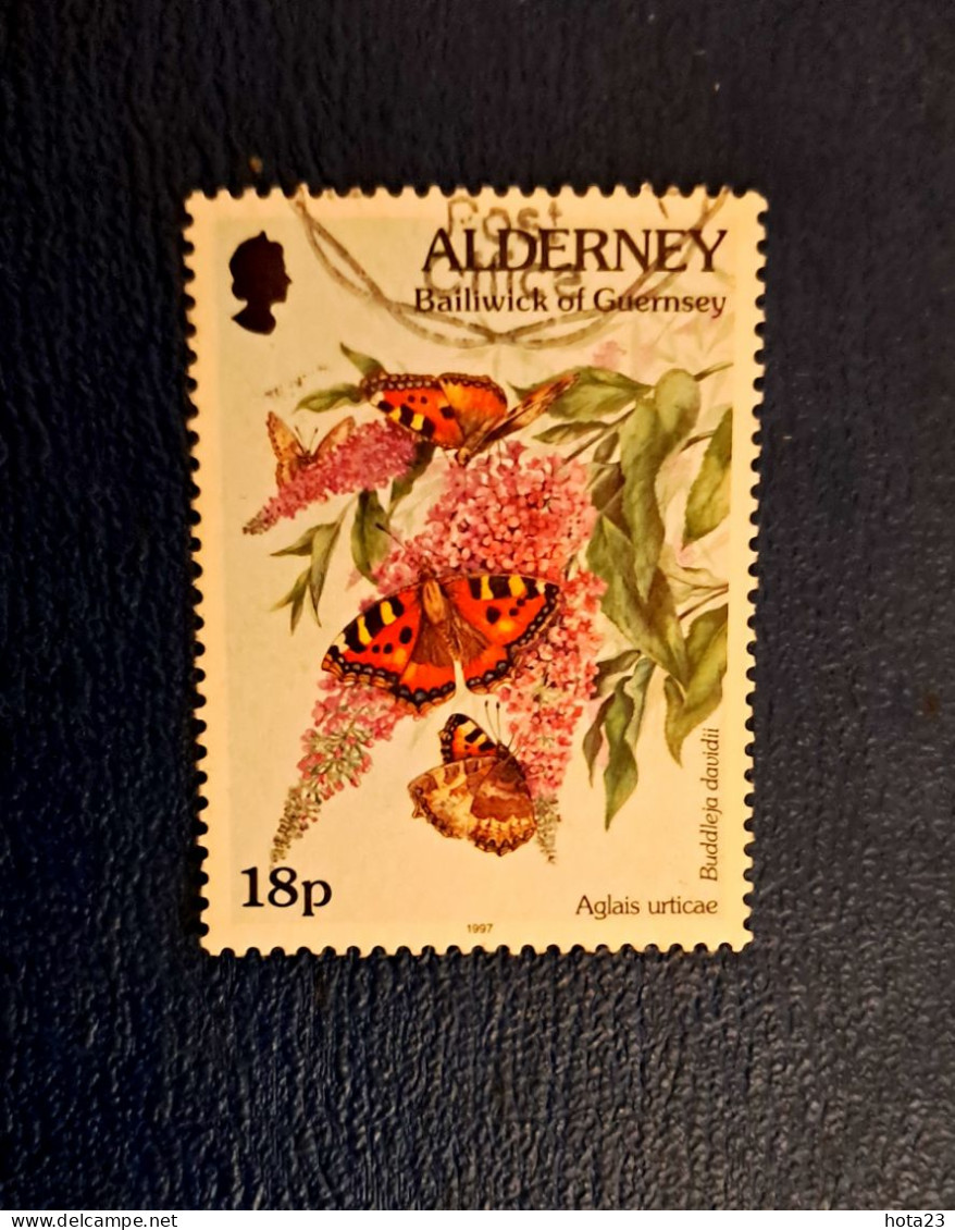 Alderney  - FLOWERS AND BUTTERFLIES  USED - Alderney