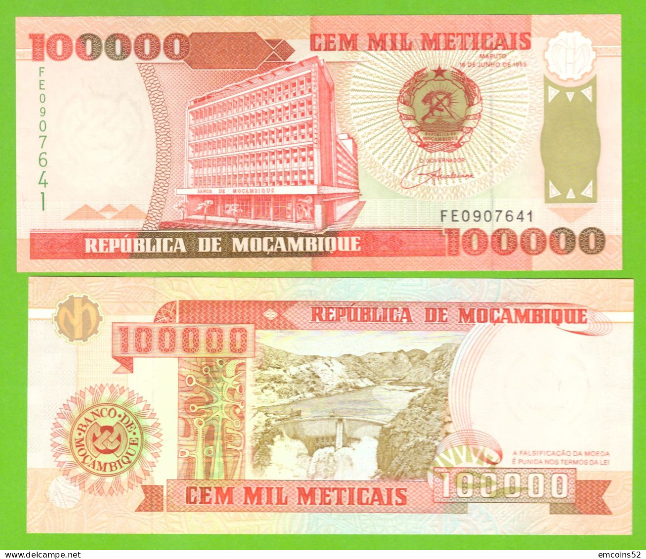 MOZAMBIQUE 100000 METICAIS 1993 P-139 UNC - Mozambique