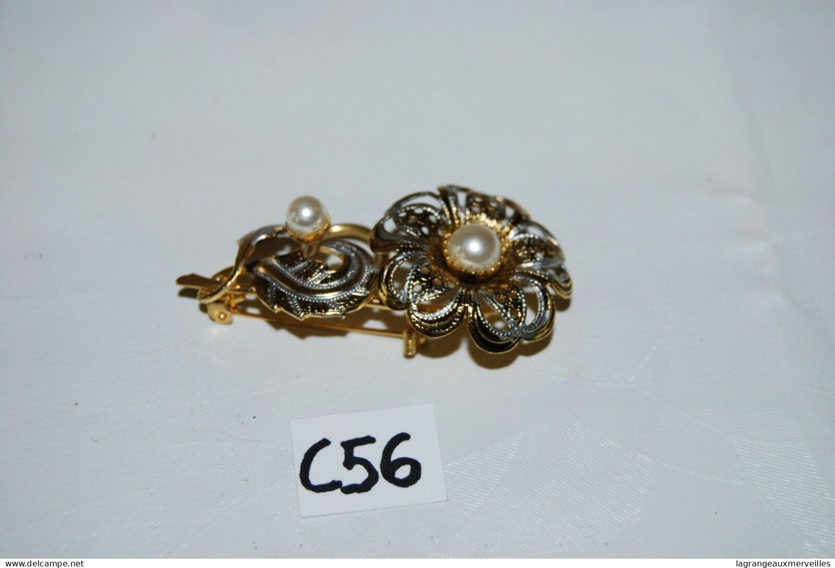 C56 Ancienne Bijoux - Broche Pour Dame - élégance - Brillant Perle - Spille
