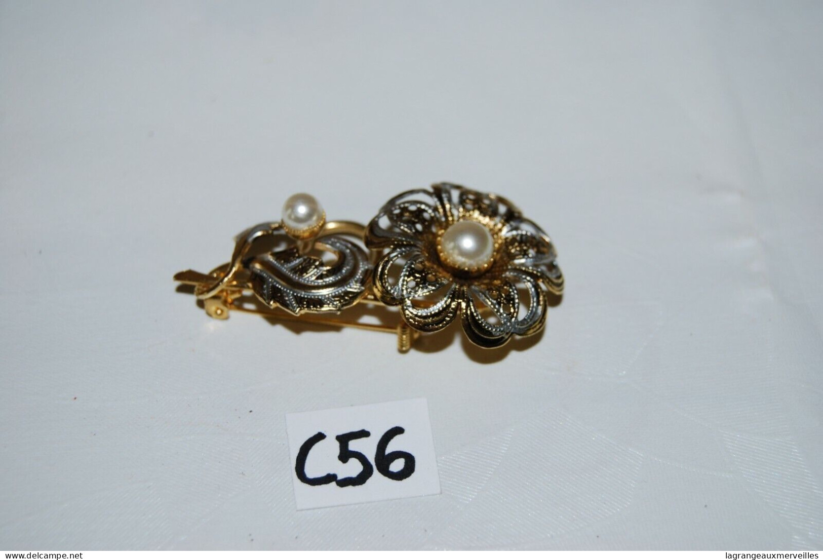 C56 Ancienne Bijoux - Broche Pour Dame - élégance - Brillant Perle - Broches