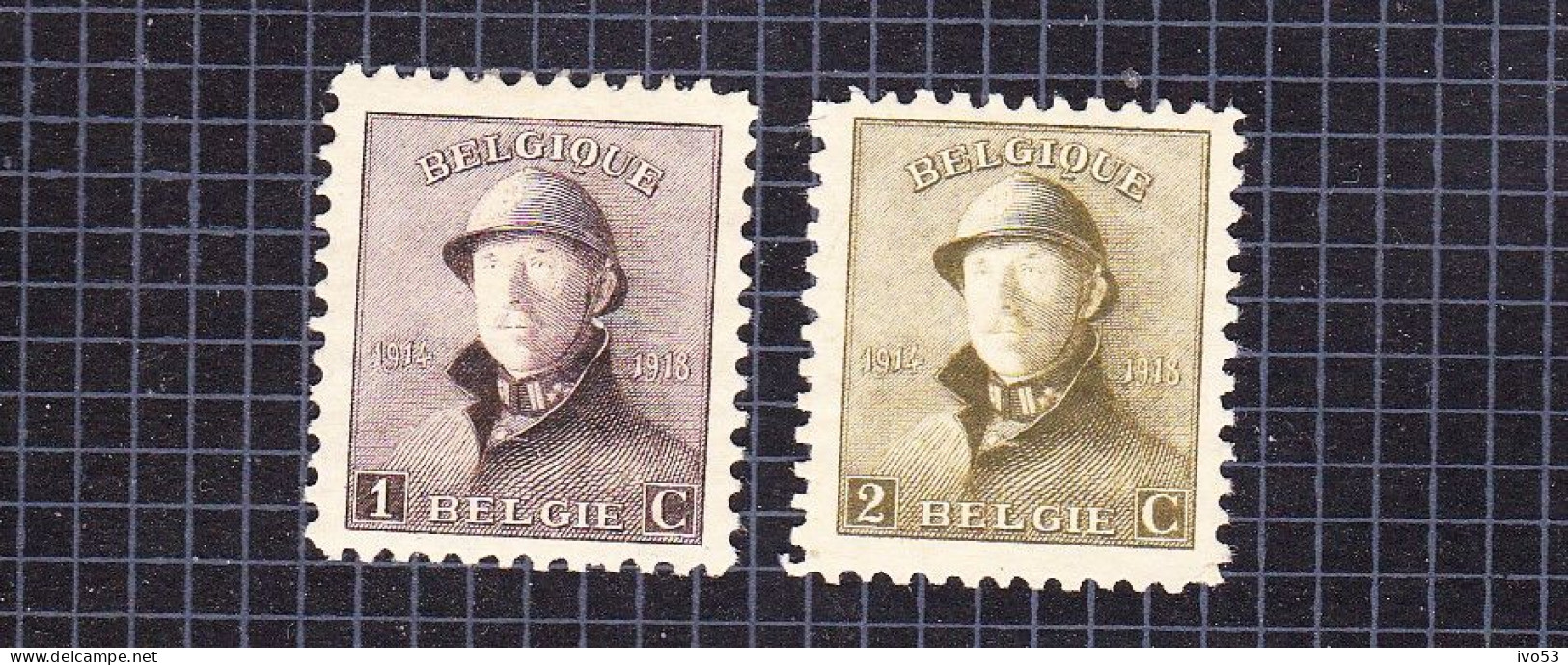 1919 Nr 165-66* Met Scharnier.Koning Albert I Met Helm. - 1919-1920 Albert Met Helm